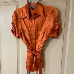 Bebe orange silk blouse size M